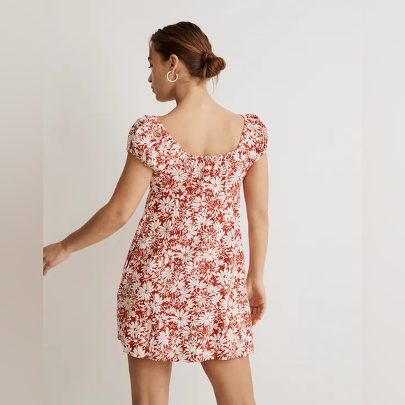 Madewell Margie Mini Dress Abstract Floral Linen Blend Size 10 - Picture 1 of 7